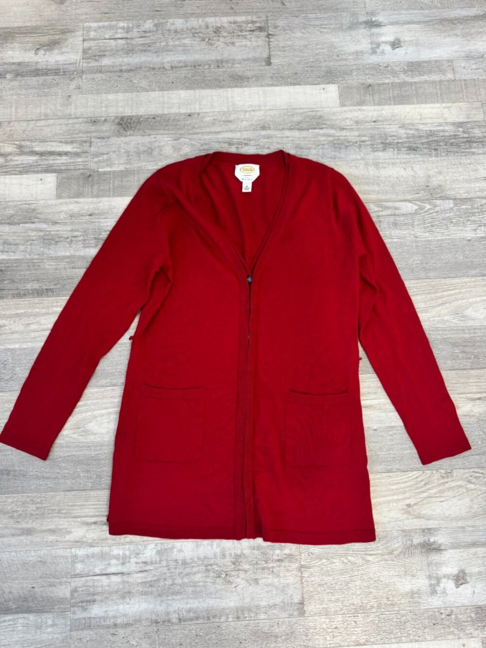 Talbots 100% merino wool red sweater cardigan size medium P17